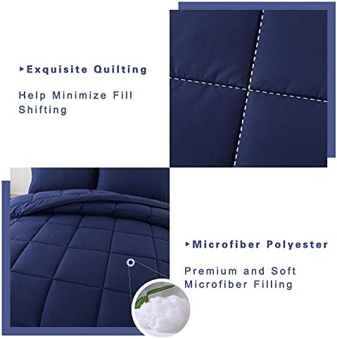 DOWNCOOL King Size Comforter Set -All Season Bedding Comforters Sets with 2 Pillow Cases -3 Pieces Bed Set Down Alternative King Bedding Set -Blue King Comforter Set(102"x90")