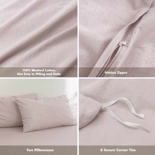 FOSSA Duvet Cover Set 100% Washed Cotton Linen Feel California King