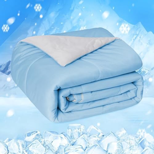 HOMFINE Cooling Comforter for Hot Sleepers Queen, Blue 90"x90"