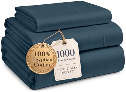 LANE LINEN Twin XL Sheets Deep Pockets 100% Egyptian Cotton - Estate Blue