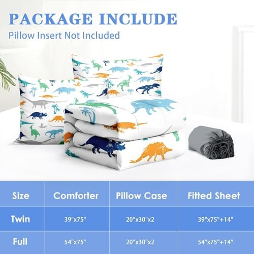 Nesker Dinosaur Full Zipper Bedding for Boys, 3-Piece-All-in-one