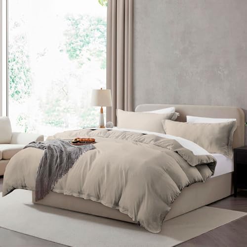Hearth & Harbor Prewashed California King Duvet Cover Set, Linen