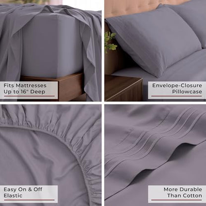 Mellanni Iconic 4-Piece, Ultra Soft Sheet Set (King, Hazy Lilac)