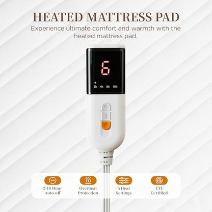 Texciting Heated Mattress Pad Queen Size,Bed Warmer with Dual Controller
