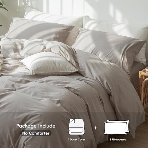 MooMee Duvet Cover Set 100% Washed Cotton Linen Like Oversized King Plus