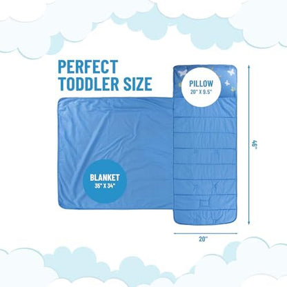 Jay Franco Kids Nap Mat with Embedded Pillow & Blanket – Soft 46"x20" Microfiber Sleeping Bag with Name Tag & Handle for School, Travel, Sleepover