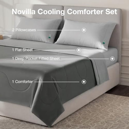 Novilla Cooling Comforter Set for Hot Sleepers King Cooling Sheet, 5Pcs