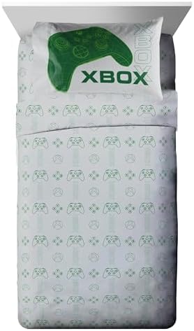 Jay Franco Kids Comforter Set Includes Sheets and Pillow Covers - Soft and Cozy Bed Set for Stylish Room Decor, Official Licensed Product, White - Xbox, 5 Piece Twin