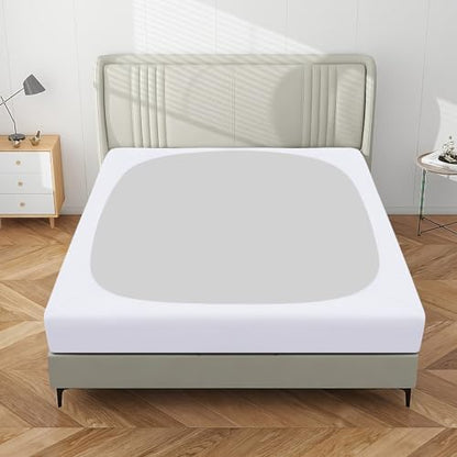 PureFit Stretchy Box Spring Cover King - Elastic Fitted Box Spring Wrap Around 4 Sides, Wrinkle & Fading Resistant Fits King and C-King Size Beds, White