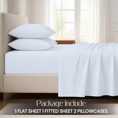SGI bedding 100% Egyptian Cotton Sheets Full XL Size – Cooling Sheets, Soft Breathable Light Blue Bedding, Luxury Bedding, Luxury Hotel Sheet Set, Deep Pocket 16", 4 Piece Set