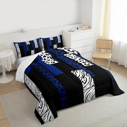 Animal Print Leopard Zebra Comforter Set Full Size Kids Boys Bedding
