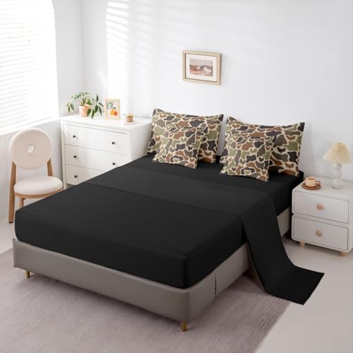 Erosebridal Rustic Camouflage Bedding Set King Chicken Camo Farmhouse Comforter Set 7 Piece Western Farm Animals Bed in A Bag for Adults Vintage Army Green Camo Rooster Quilt with Flat Fitted Sheet