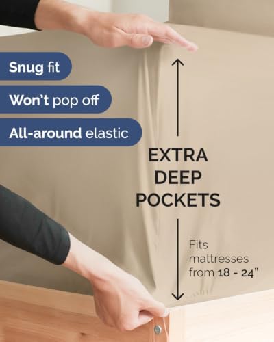 CGK Linens Extra Deep Flex Top Split Head King Fitted Sheet Only - Cream