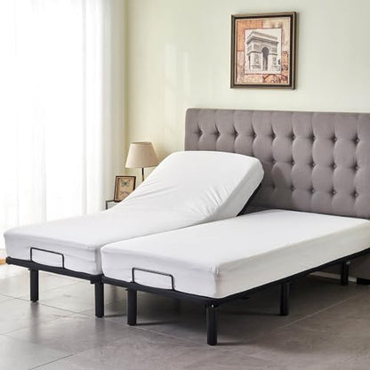 Kingnex Waterproof Split Cal King Mattress Protector for Adjustable Bed