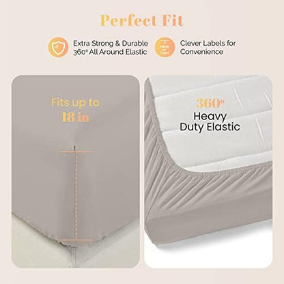 100% Egyptian Cotton Sheet Twin XL Size - 800 Series Elite Collection Egyptian Cotton Twin XL Size Bed Sheets Set (3 PC, Taupe), Soft, Cooling, 16" Deep Pocket Luxury Hotel Bedsheet