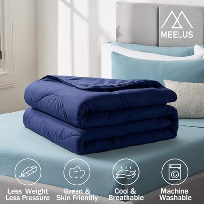 MEELUS Lightweight Comforter Cooling Navy Blue, All Season Duvet Insert