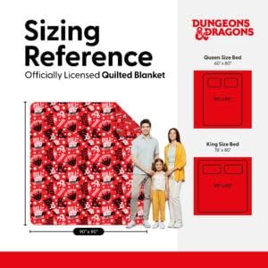 Northwest Dungeons & Dragons Roll for Initiative Full/Queen Quilted Blanket, Comfy Throw, Soft Lightweight Bedding for Bed, or Couch, 90 x 90 inches