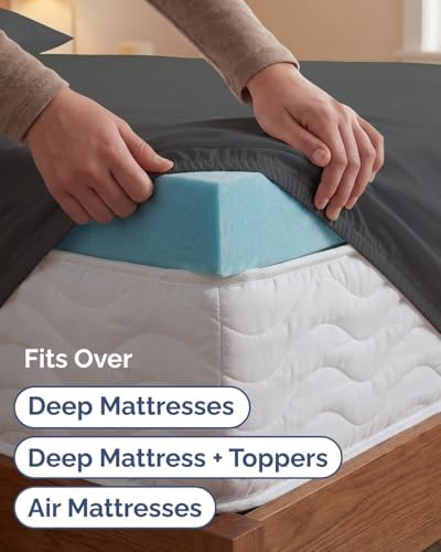Extra Deep Twin XL Sheet Set - 3 Piece College Dorm Room - Charcoal