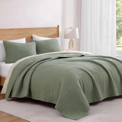 Oversized King Quilt-Sage Green Lightweight Bedspreads Quilt Bedding Set