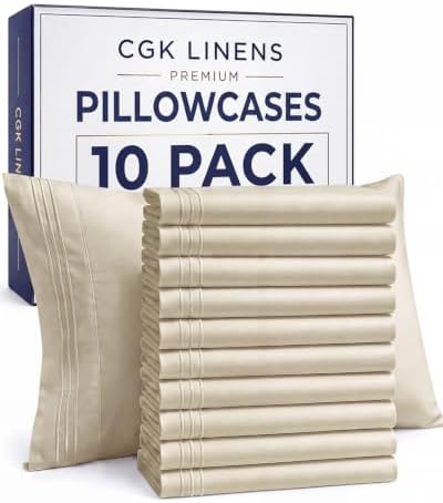 King Pillow Cases Set of 10 - Ultra Soft Cozy Pillowcase Covers - Wheat