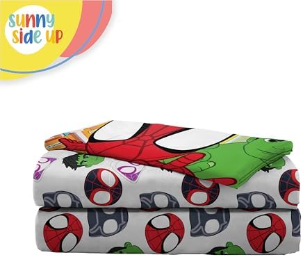 Sunny Side Up Spidey & His Amazing Friends Toddler Sheet Set - 3 Piece Toddler Bedding Set Includes Pillow Cover - Super Soft Superhero Microfiber Sheets Features Miles Morales & Ghost Spider