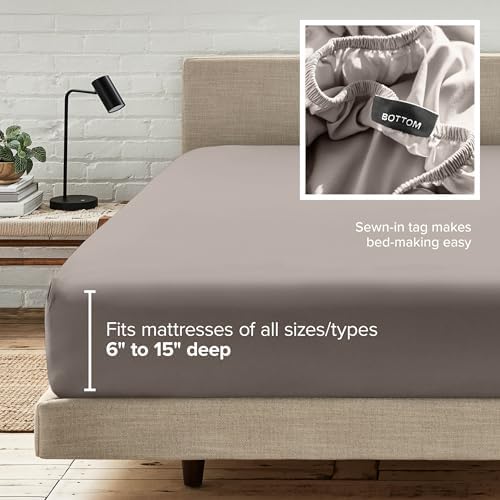 Bare Home Twin XL Fitted Sheet - 1800 Ultra-Soft (Twin XL, Khaki)
