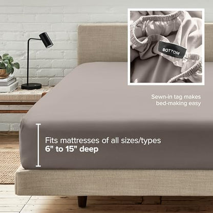 Bare Home Twin XL Fitted Sheet - 1800 Ultra-Soft (Twin XL, Khaki)