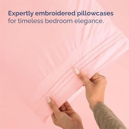 Split King Size 5 Piece Sheet Set - Breathable & Cooling Sheets - Baby Pink