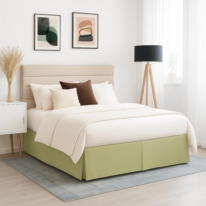 Mattress-Homes Luxury Box Pleated Bed Skirt Split Corners Platform Style Easy Fit Fade & Wrinkle Resistant with Tailored Drop 10 Inch (Full, Sage)