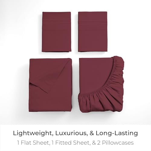Mellanni Iconic 4-Piece, Ultra Soft Sheet Set (King, Burgundy)