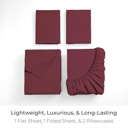 Mellanni Iconic 4-Piece, Ultra Soft Sheet Set (California King, Burgundy)