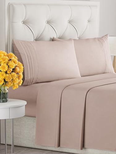 Full Size 4 Piece Sheet Set - Ultra Soft & Cooling Bed Sheets - Dusty Pink