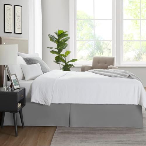 Nestl Grey Bed Skirt Queen Size - Queen Bed Skirt 14 Inch Drop - Brushed Microfiber Bed Skirts - Hotel Quality Pleated Bed Skirt - Shrinkage & Fade Resistant (Pack of 2)