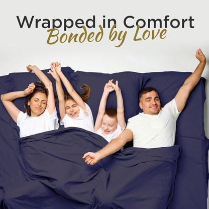 Twin XL Cotton Knit Jersey Sheet Set, 15" Deep Pocket, Navy, 3pc