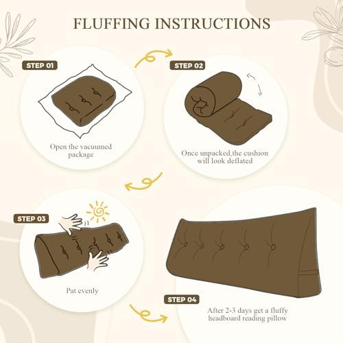 DANGHOOGY Headboard Pillow King, Large Triangular Wedge Headboard Pillow for Reading and Resting, Backrest Positioning Support Pillow with Removable Cover (Brown)