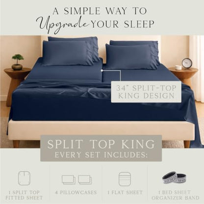 KARISSA MAE 6 Piece Luxury Bamboo Viscose 34" Split Top King Size Sheet Set