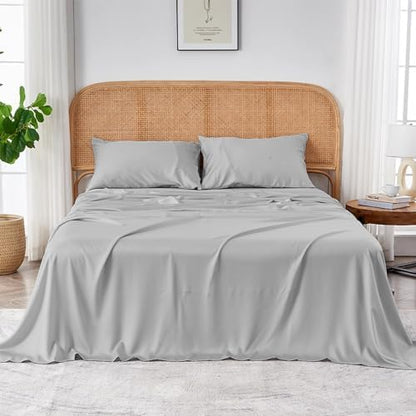 Sijo AiryWeight Tencel Sheet Set, 100% Lyocell Derived from Eucalyptus, Buttery Soft, Architectural Digest Best Cooling Sheets Winner, 1 Top Sheet Only (Dove, King/Cal King)