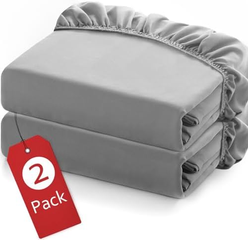 Twin Fitted Sheets 2 Pack Only, Grey