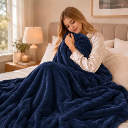 Electric Heated Blanket 62"x84" Twin Size, Navy Blue