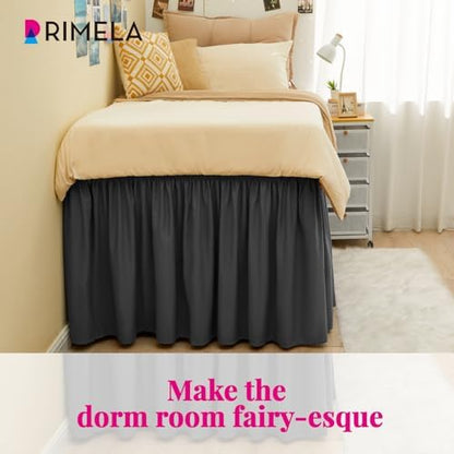 Dorm Room Bed Skirt Twin XL 25" Drop, College Split Corner Bedskirt, Grey