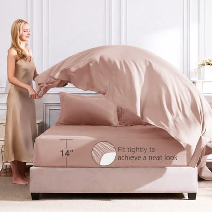 CozyLux Queen Comforter Set 88"x88" Dusty Pink - 7 Piece Bed in a Bag