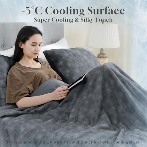 CHOSHOME Cooling Comforter Cooling Blanket, Q-Max 0.45 Cool Sleeping Summer Blanket for Hot Sleeper Night Sweats, Super King 96" x 120", Dark Grey
