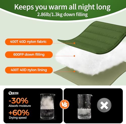 XL Down Sleeping Bag for Adults, 600 Fill Power Backpacking