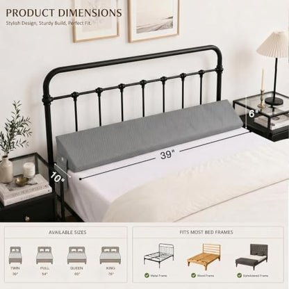 Twin Bed Wedge Pillow for Bed Headboard Gap Filler Light Grey