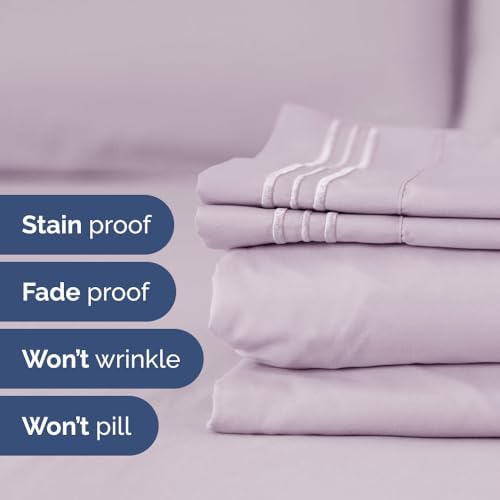 Flex Top Split Head King 4 Piece Sheet Set - Ultra-Soft - Light Lavender