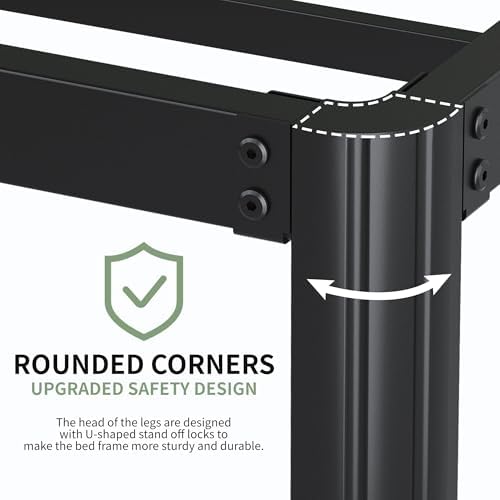 Lutown-Teen 25 Inch High Twin Bed Frames with Rounded Corner Legs, Heavy Duty Metal Twin Platform Bed Frame with Steel Slats Support, No Box Spring Needed, Noise Free, Easy Assembly
