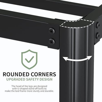 Lutown-Teen 25 Inch High Twin Bed Frames with Rounded Corner Legs, Heavy Duty Metal Twin Platform Bed Frame with Steel Slats Support, No Box Spring Needed, Noise Free, Easy Assembly