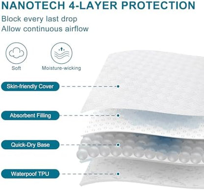 Waterproof California King Size Mattress Protector with Deep Pockets, White