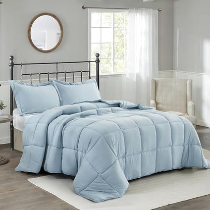 HIG 3pc Blue Full Size Bedding Comforter Set Duvet Insert Blanket