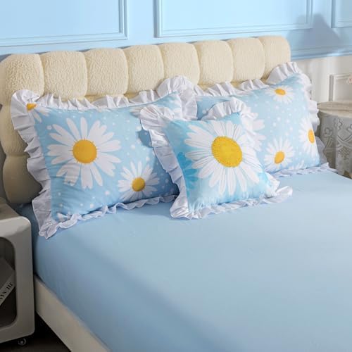 ADASMILE A & S Daisy Twin Comforter Set for Girls 6 Pieces Ruffle Bedding